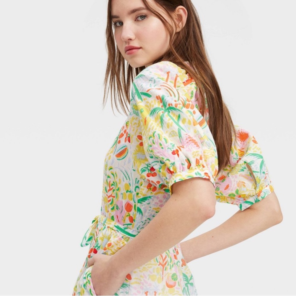 Roller Rabbit Floral Maxi Dress in White, Yellow, Green, Pink size L - Picture 4 of 4
